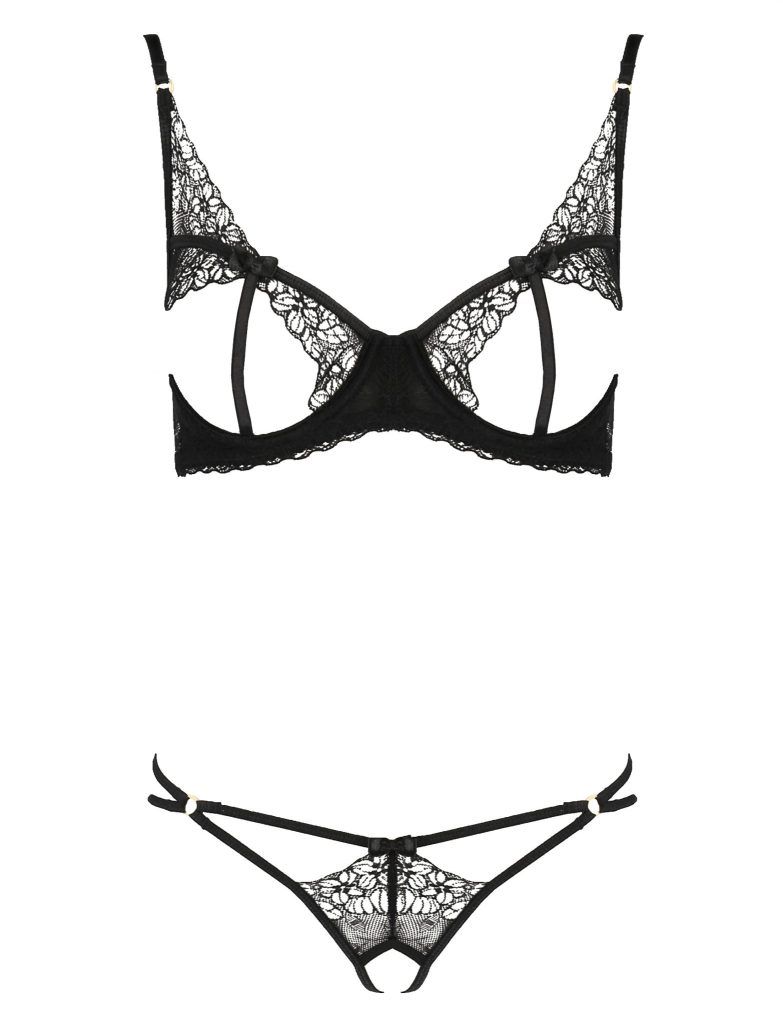 Комплекты Passion Lingerie Heidi set with open bra, Чёрный, L/XL Pas_Heidi set with open bra L/XL - Passion - Эротические комплекты: лиф и трусики - Купить