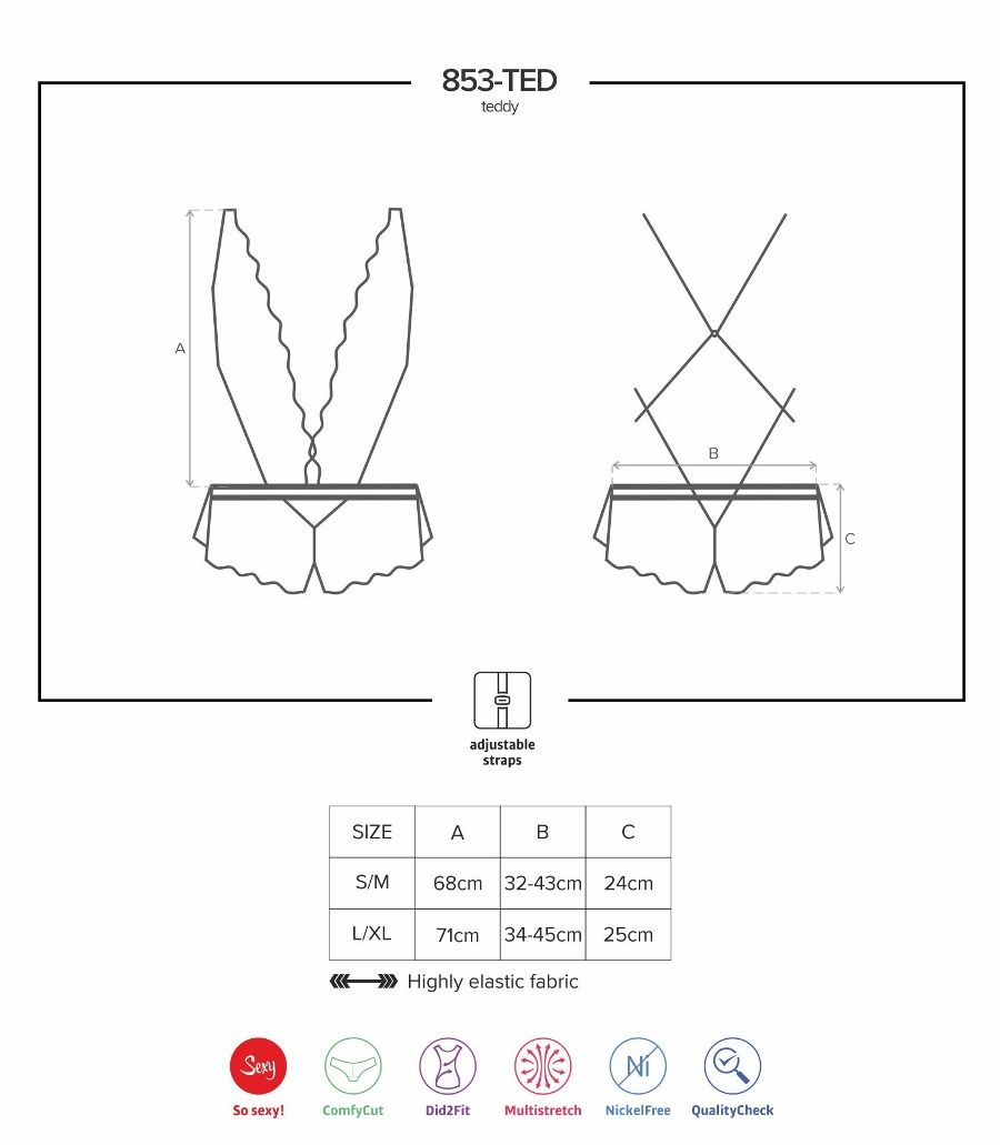 Obsessive - 853-TED-3 蕾丝连身衣 - 红色 - S/M 照片-9