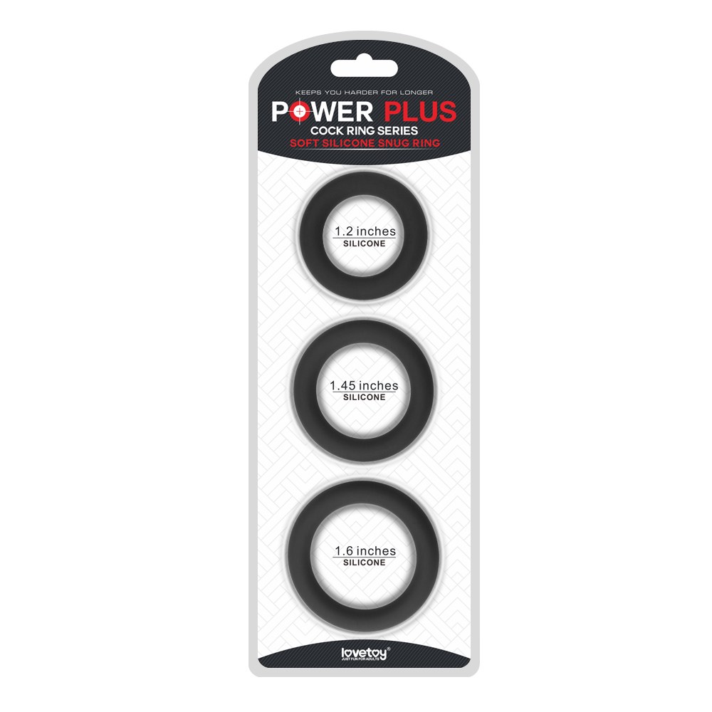 3 extra thick stretchy silicone cock rings that may help you... Lovetoy - Power Plus Snug Rings - Black photo-5