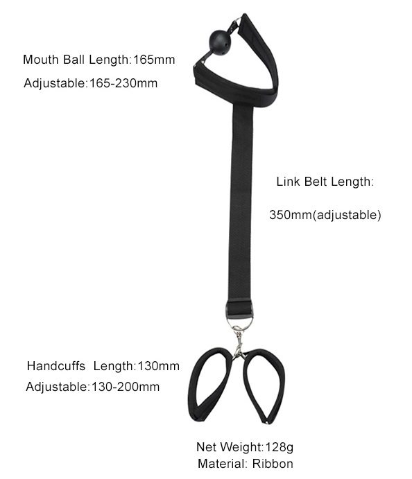 Bondage kit with restraint handcuffs and breathable mouth ba... MT - Bondage Gear w Mouth Ball - Black photo-8