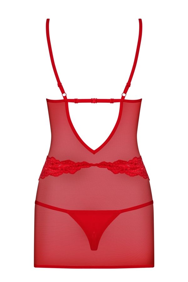 Looking for the world of pleasure and naughty fantasies? Thi... Obsessive - 829-CHE-3 Chemise & Thong - Red - L/XL photo-8