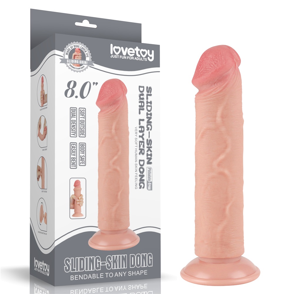 Lovetoy - 8" 帶包皮仿真陽具 - 肉色 照片-13