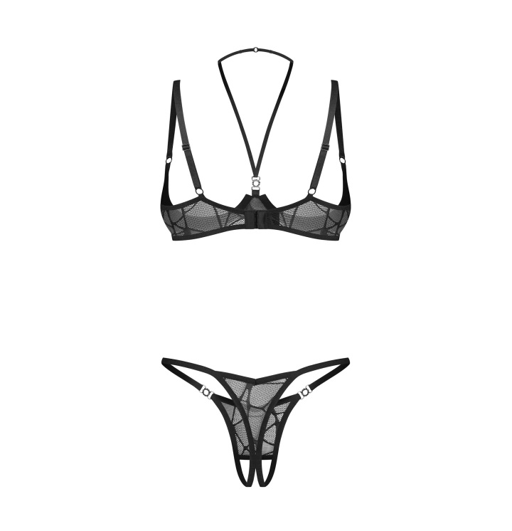 Obsessive - Olianna Crotchless 2 pcs Set - Black - L/XL photo