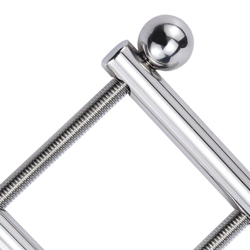 Stainless steel penis bondage lock cock MT - Square Ball Stretcher - Silver photo-8