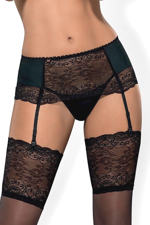 Obsessive - Miamor Garter Belt & Thong - Black - L/XL photo