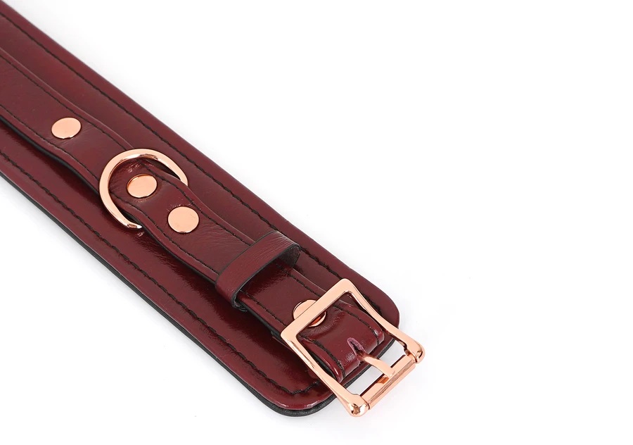 Keep your sub completely restrained in these cuffs! Linked w... Liebe Seele - Leather Handcuffs - Wine Red photo-5