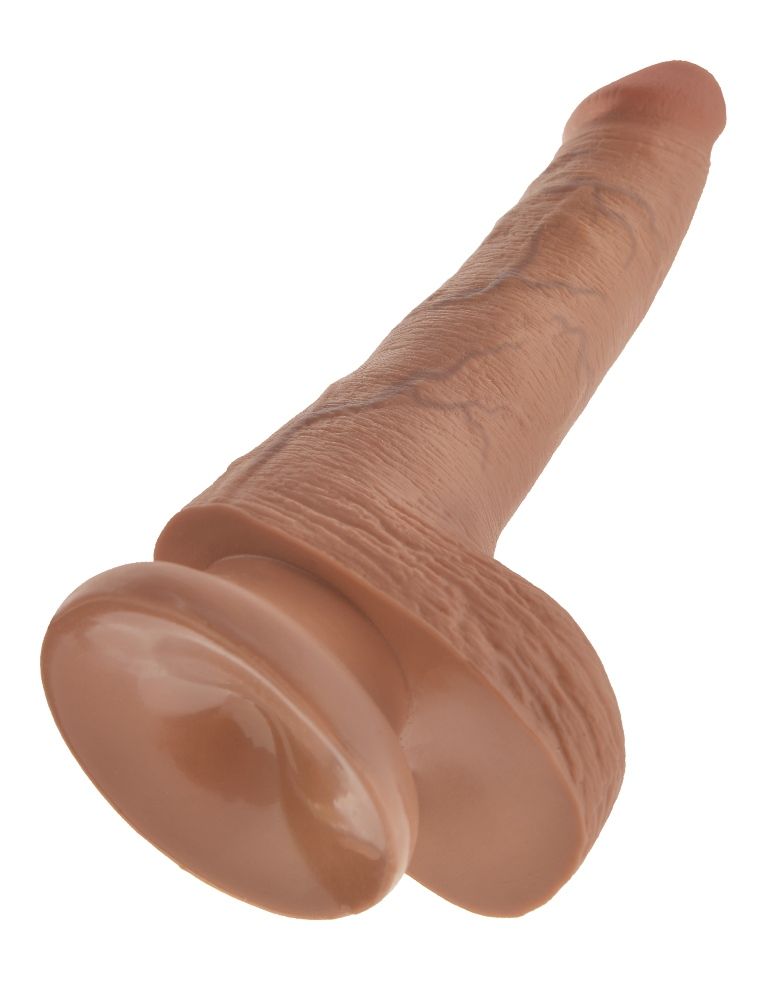 Do you want your first dildo to look and feel just like the ... King Cock - 6″ Cock With Balls - Caramel photo-5