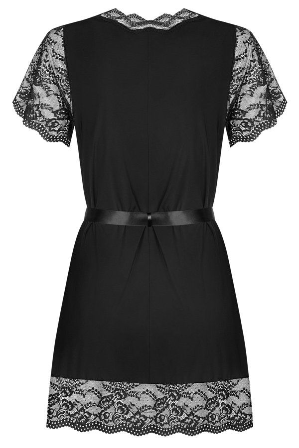 Wrap your body with delicate of lace and softness of nice in... Obsessive - Luvae Peignoir - Black - L/XL photo-8