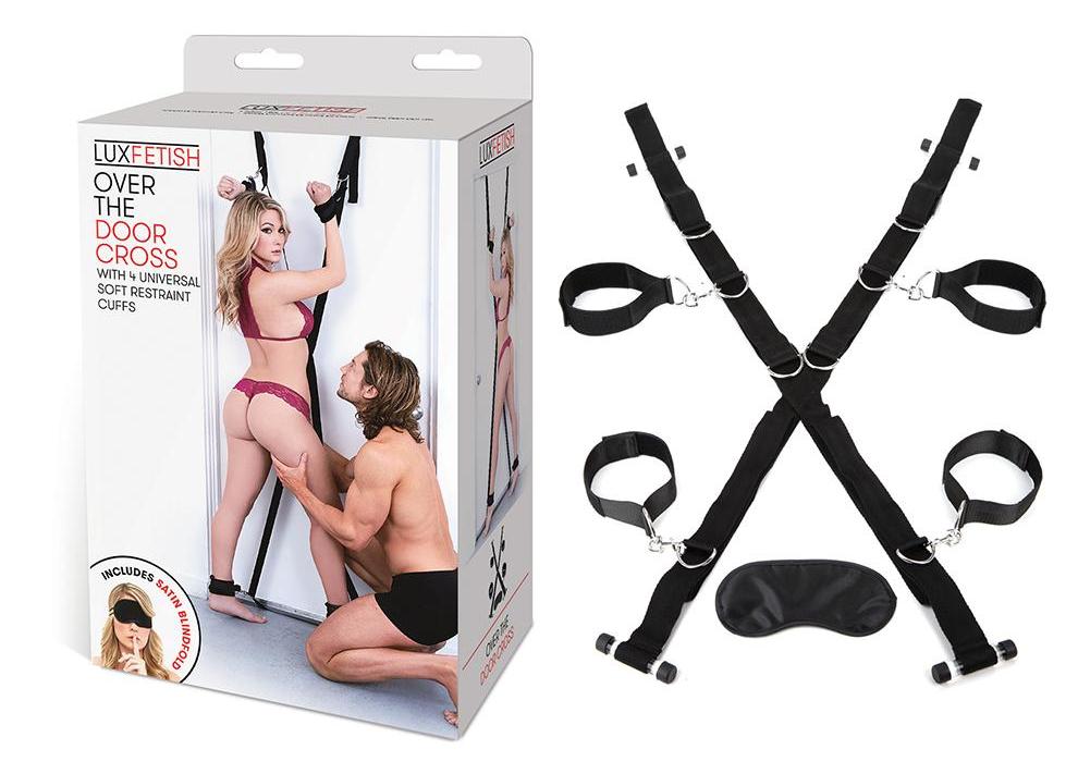 The Saint Andrew’s Cross is a common piece of equipment that... Lux Fetish - Over The Door Cross w/Cuffs photo-8