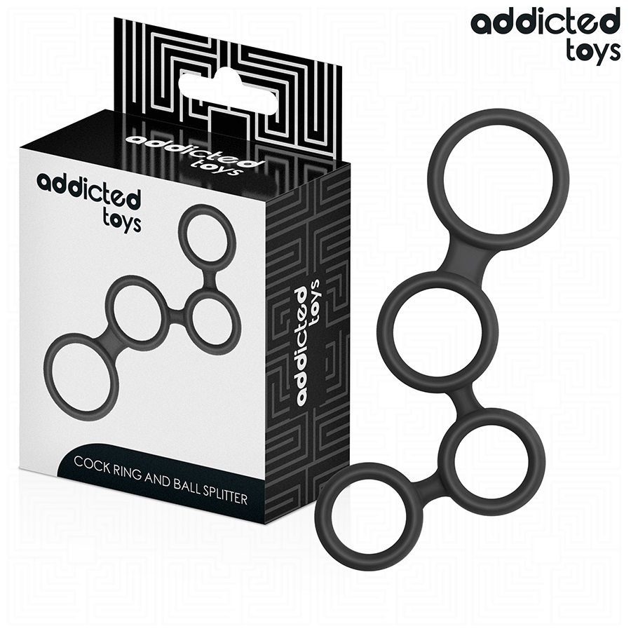 The Addicted Toys Cock Ring with Ball Dividers is designed t... Addicted Toys - Cock Ring w Ball Stretcher - Black photo-6
