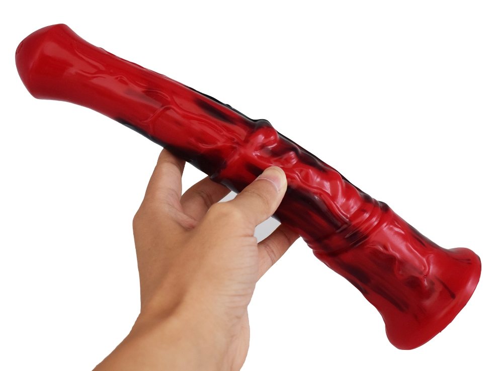 Silicone horse anal dildo, artificial realistic anal plug, s... FAAK - Horse Long Dildo - Red/Black photo-9
