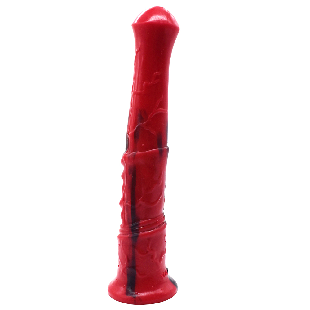Silicone horse anal dildo, artificial realistic anal plug, s... FAAK - Horse Long Dildo - Red/Black photo-13