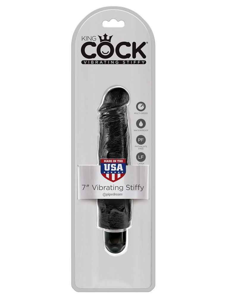 When you’re looking for a realistic vibe that’s always ready... King Cock - Cock 7″ Vibro Stiffy - Black photo-3