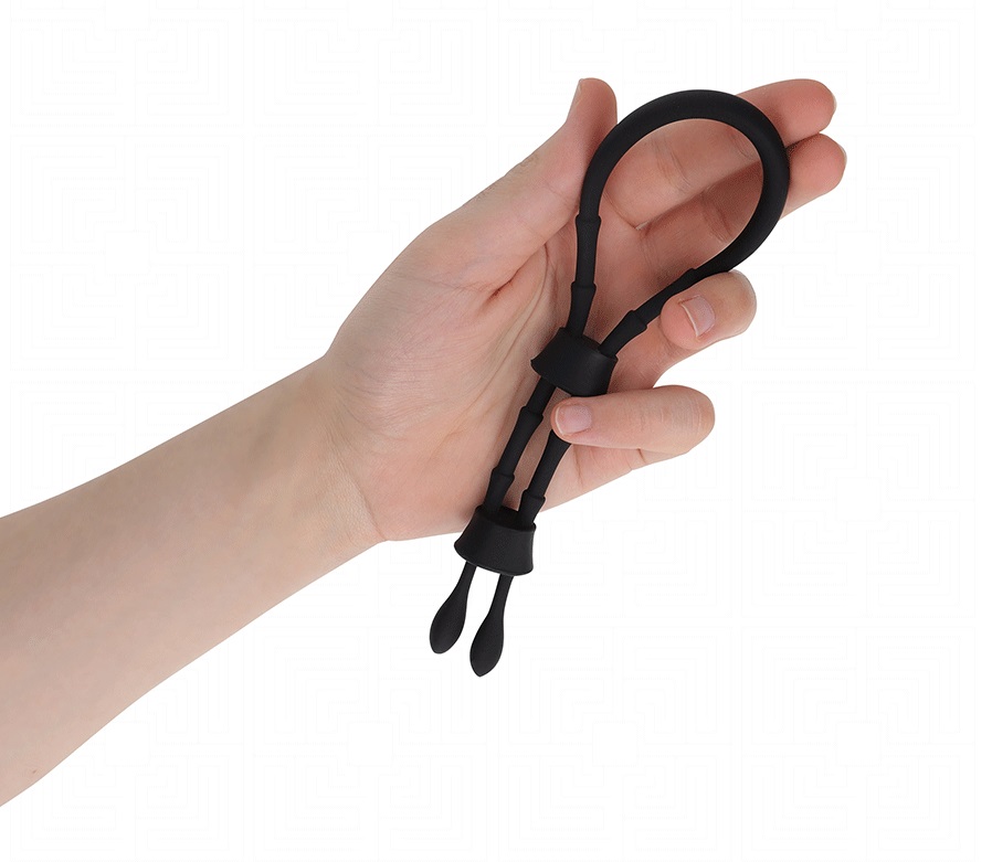 The Addicted Toys Adjustable Silicone Penis Rope is designed... Addicted Toys - Adjustable Lasso Cock Ring - Black photo-3