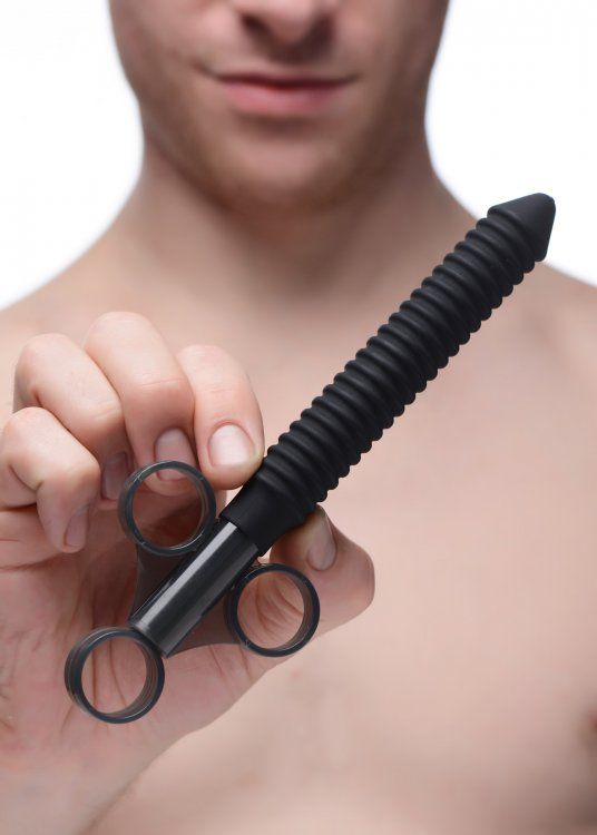 Make lubricant application feel even better with the many ri... CleanStream - Ribbed Silicone Lube Launcher - Black photo-5