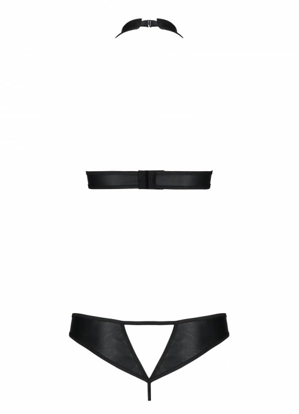 Malwia is a set consisting of a leather top fastened to the ... Passion - Malwia Set - Black - S/M photo-6