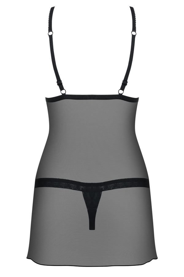 We’ve got something really seductive for you. A black chemis... Obsessive - 865-CHE-1 Chemise & Thong - Black - S/M photo-8
