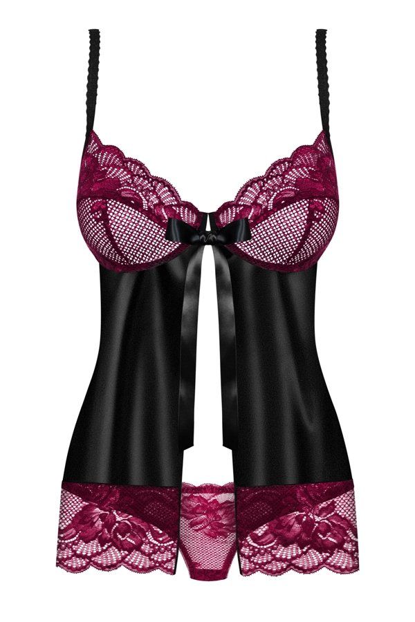 “Stunning” will be your first name tonight. Put on this sexy... Obsessive - 842-BAB-1 Babydoll & Panties - Black - L/XL photo-7