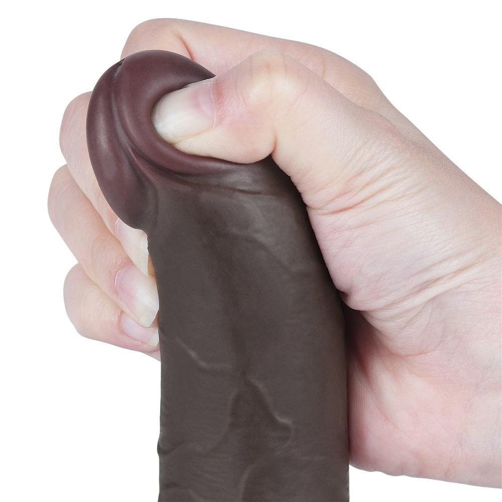 Made of realistic dual-layer sliding-skin material for Iifel... Lovetoy - 7.5" Sliding Skin Dildo 13.2cm - Brown photo-9
