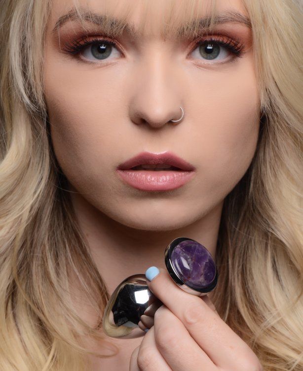 Balance your booty with the calming, soothing energy from th... Booty Sparks - Amethyst Gem Anal Plug L-size - Purple photo-5