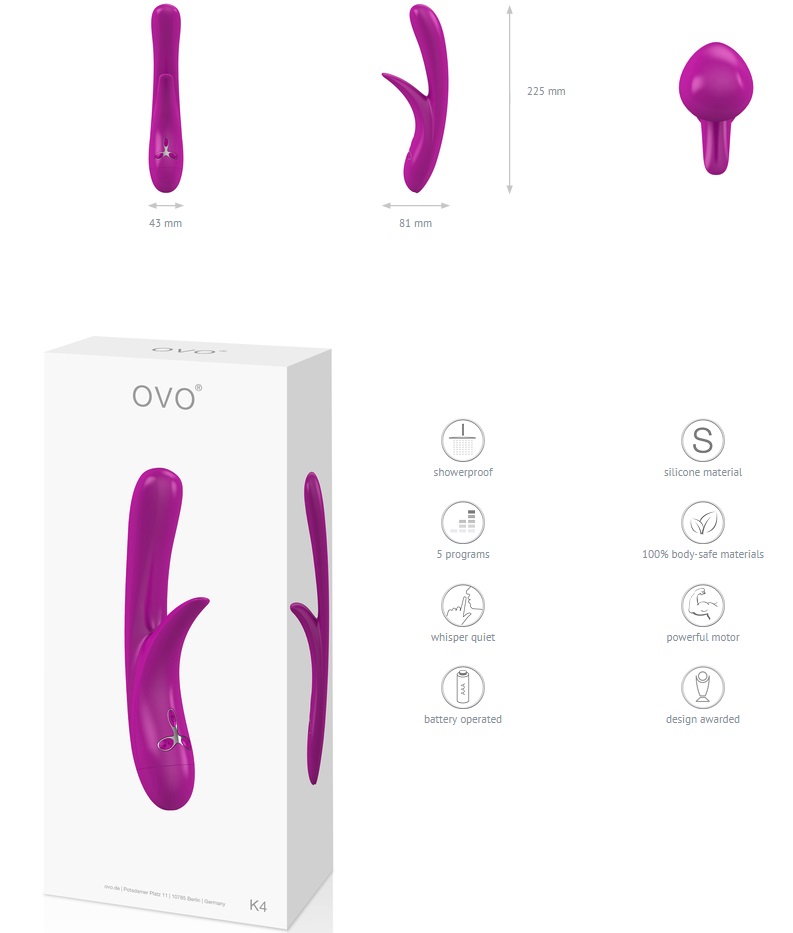 Do you enjoy the pleasure of using a vibrator but think the ... Ovo - K4 Rabbit Vibrator - Violet photo-4
