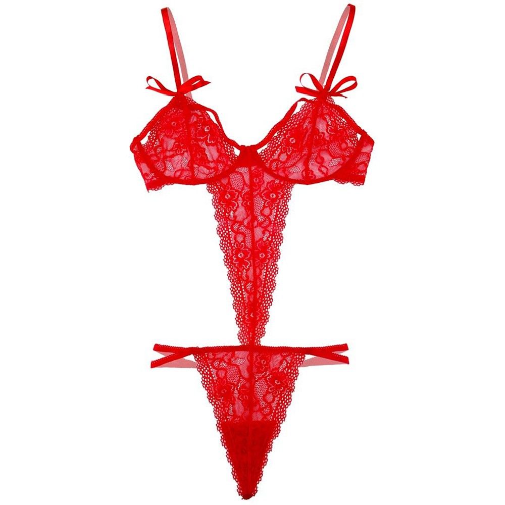 Deviously discreet, comfortable and flattering, the Secrets ... Secrets - Remote Control Vibrating Strappy Lace Teddy - Red photo-3