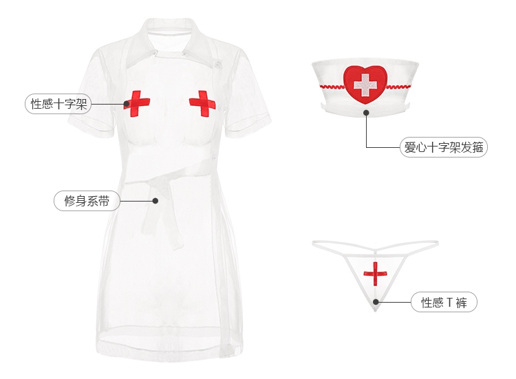 Tempting nurse dress with expressive details
Set include dr... SB - Nurse See-Through Costume - White photo-6