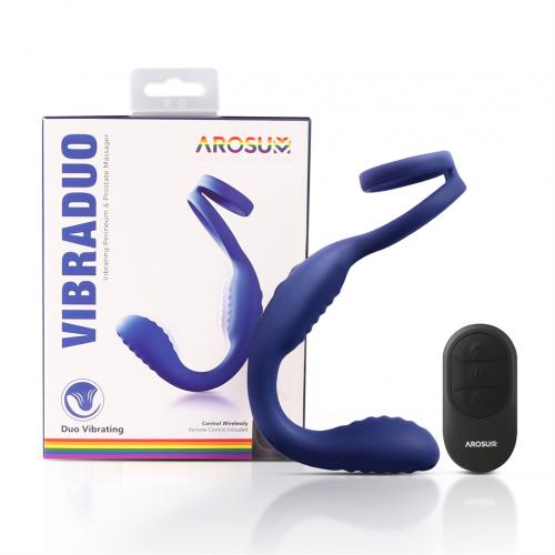 Arosum - VibraDuo 前列腺按摩器連陰莖環 - 藍色 照片