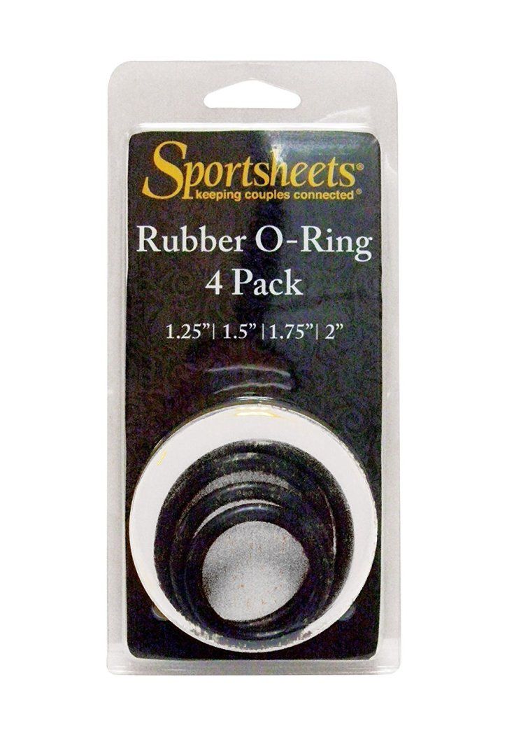 Four pack of rubber O rings for use with Sportsheets Strap-o... Sportsheets - O-Rings Set 4 Assorted Sizes - Black photo-3