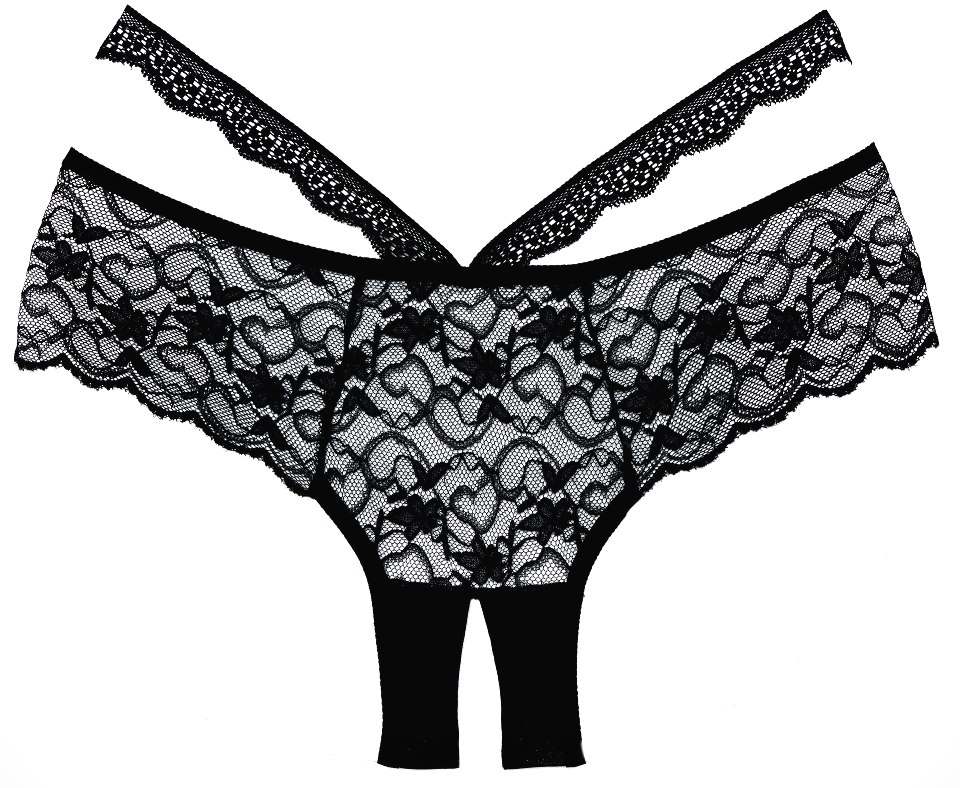 A whirlwind of scalloped lace covers your hips and derriere ... Allure - Heartbreaker Panty - Black photo-3