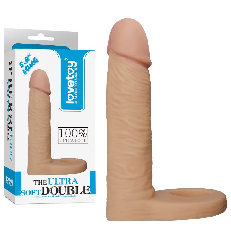 Double her pleasure with this realistic 5.8 inch strap on an... Lovetoy - 5.8" Ultra Soft Double Dildo - Flesh photo-7