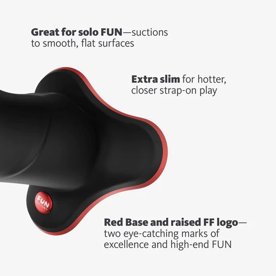The organic, slightly curved shape of the strong sex toys pr... Fun Factory - The Boss Stub - Black/Red photo-4