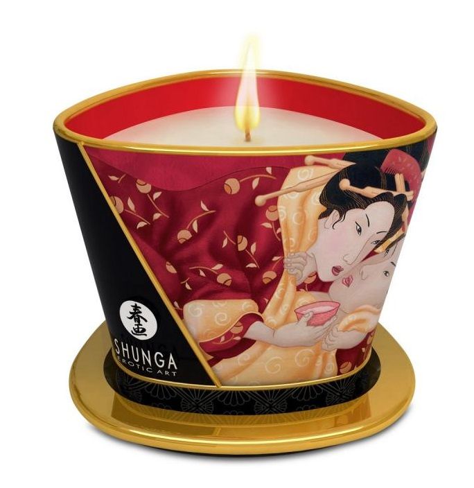 This soy based candle can be used both as an ambiance candle... Shunga - Romance Massage Candle 170ml - Sparkling Strawberry Wine photo