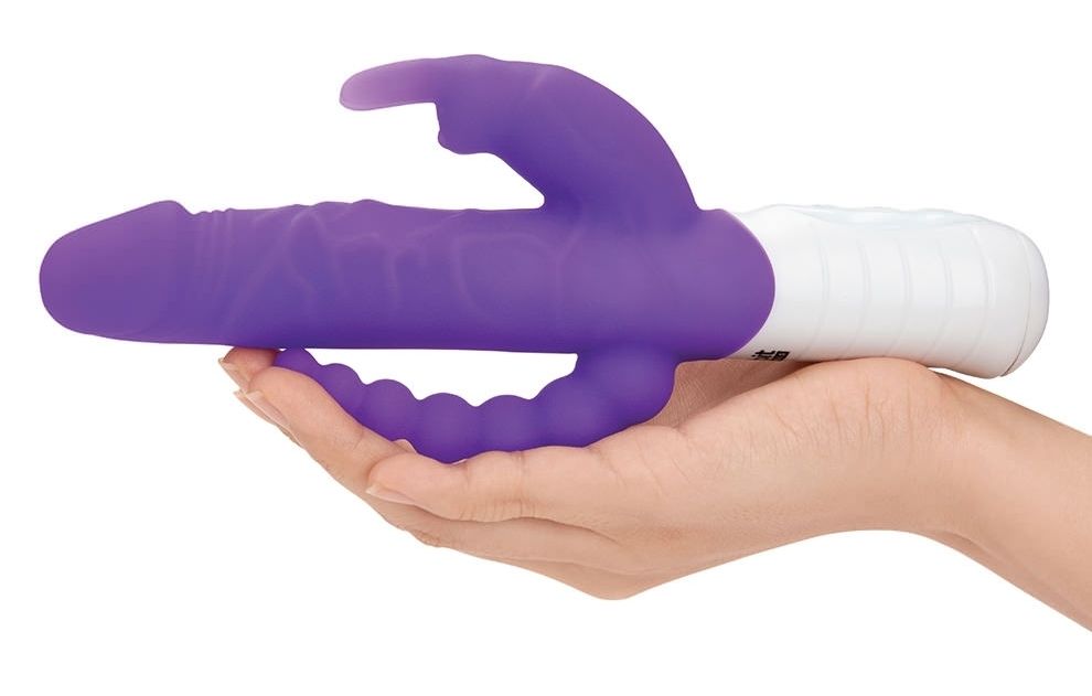 The Slim Realistic Double Penetration Rabbit Vibrator with R... Rabbit Essentials - 7 Function Rabbit w/Anal Beads - Purple photo-6