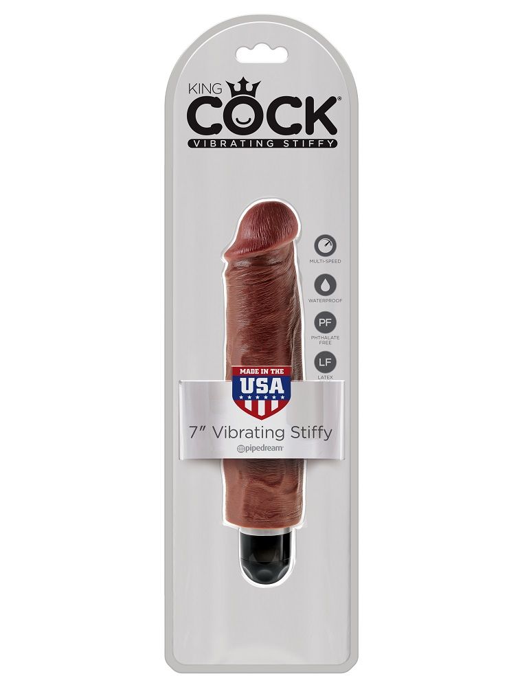 When you’re looking for a realistic vibe that’s always ready... King Cock - Cock 7″ Vibro Stiffy - Brown photo-3