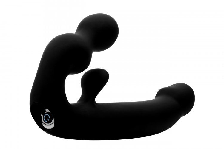 Both partners receive powerful pulsating pleasure from this ... Strap U - Tri-Volver Rechargeable Strapless Strap On - Black photo-4