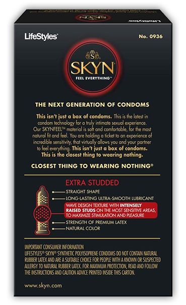 Want to make waves in bed? This condom is for you. It’s sure... LifeStyles - SKYN Extra Studded - Box of 10 photo-4
