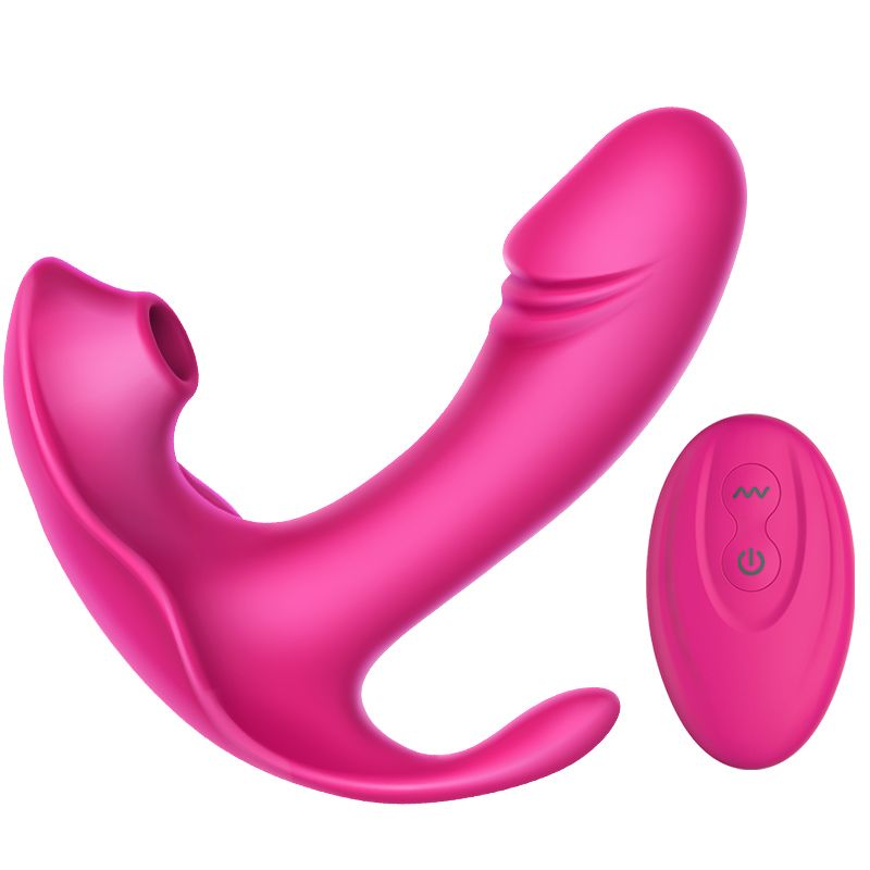 Outer sucking and inner vibrating functions with remote cont... Erocome - Volans - Cerise photo-3