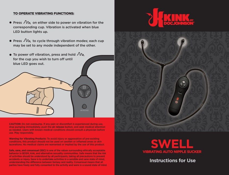 Doc Johnson - Swell Auto Nipple Sucker Cups - Black photo-5