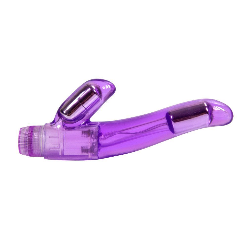 This Naughty Rabbit vibrator has an 8.7" long beaded pr... Aphrodisia - Crystal Curvaceous Stimulator Vibe - Purple photo-4