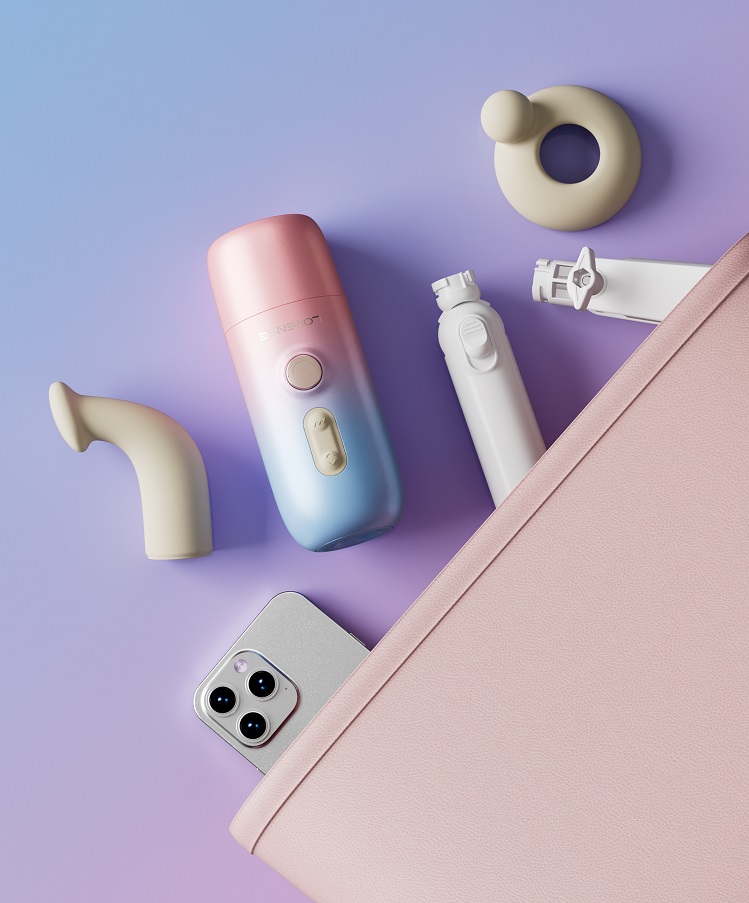 Designed to deliver targeted internal and external stimu... Lovense - Spinel APP Thrusting & Heating Dildo - Blue & Pink photo-15