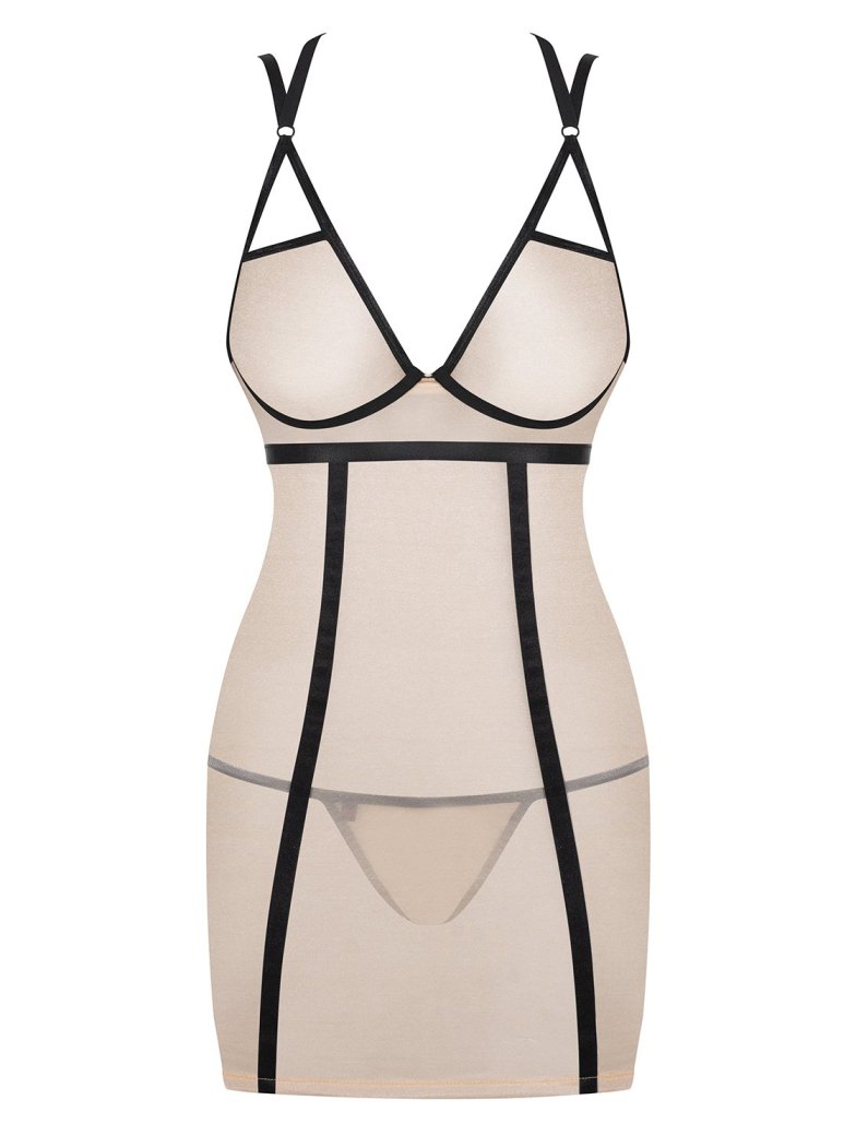 Do you want to try something new? The Nudelia chemise is per... Obsessive - Nudelia Chemise & Thong - Beige - L/XL photo-7
