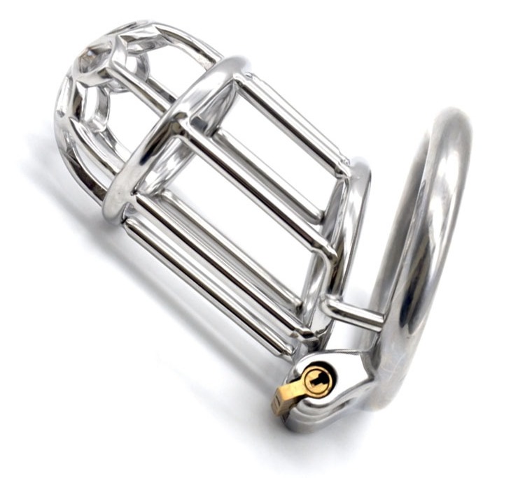 Total high: 75mm &n... FAAK - Chastity Cage 10 Long w Catheter 45mm - Silver photo-8