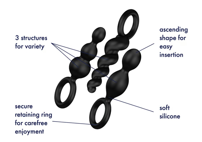 With 3 different structures, the Booty Call Set from Satisfy... Satisfyer - Booty Call 3 pcs Set - Black photo-5