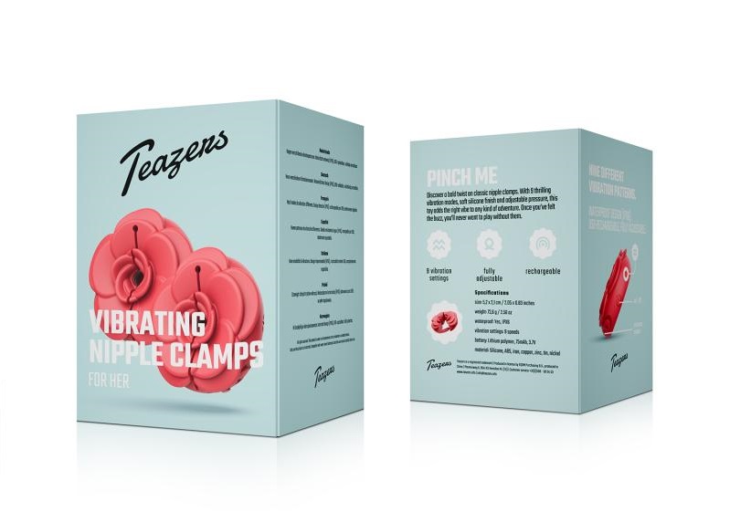 Teazers - Flower Vibro Nipple Clamps - Red photo-7