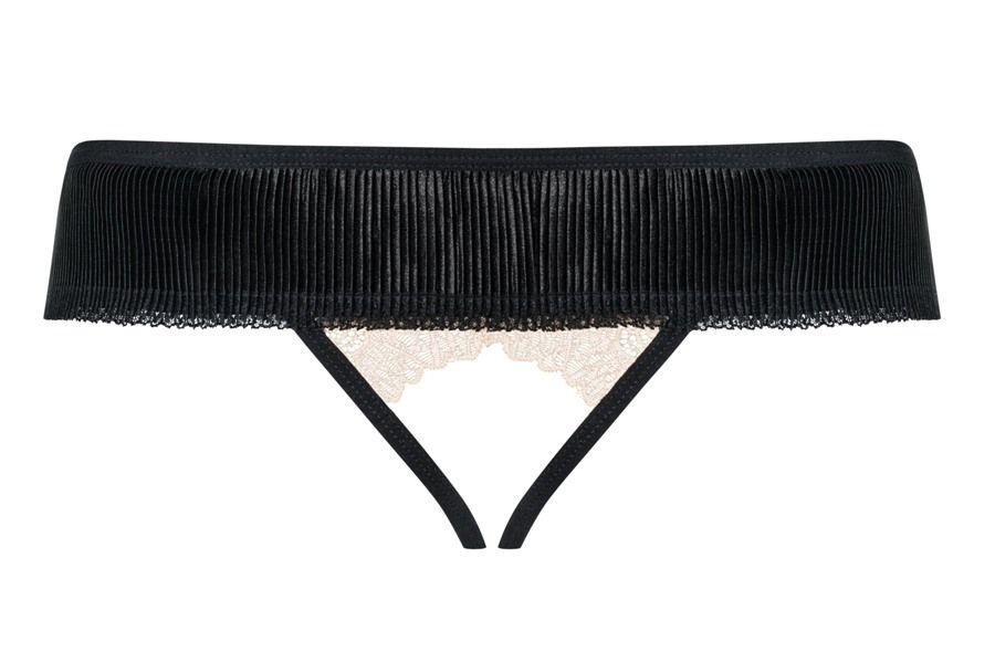 Wanna know this thong’s little secret? It loves to play spic... Obsessive - 826-THC-4 Crotchless Thong - Beige - S/M photo-8