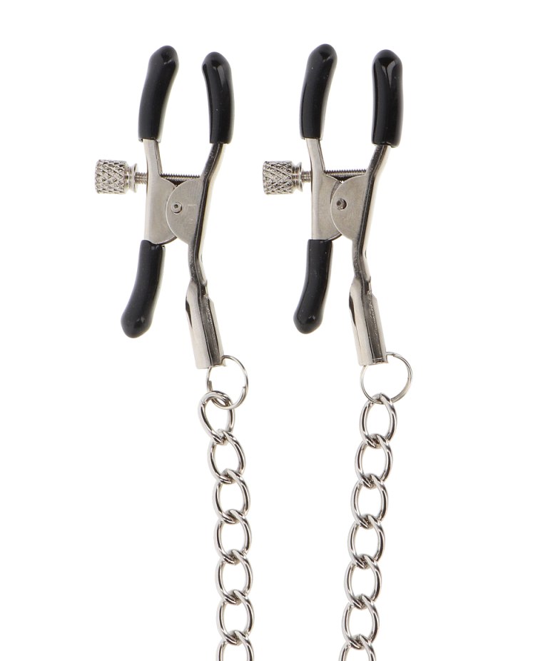 Nipples are the most sensitive part of the breasts. Due to m... Taboom - Clamps w Chain - Silver photo-2