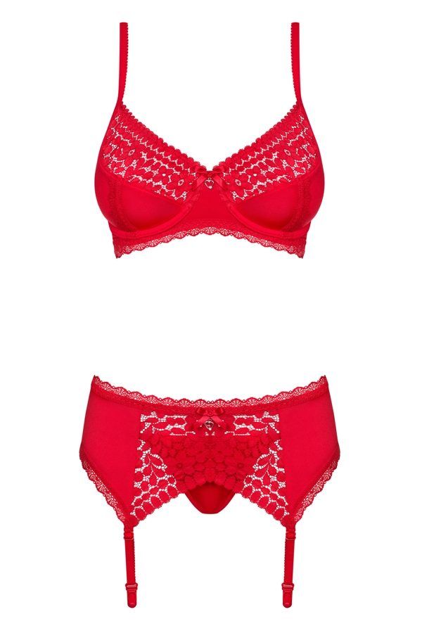 Obsessive - Jolierose 3-pcs Set - Red - S/M photo-7