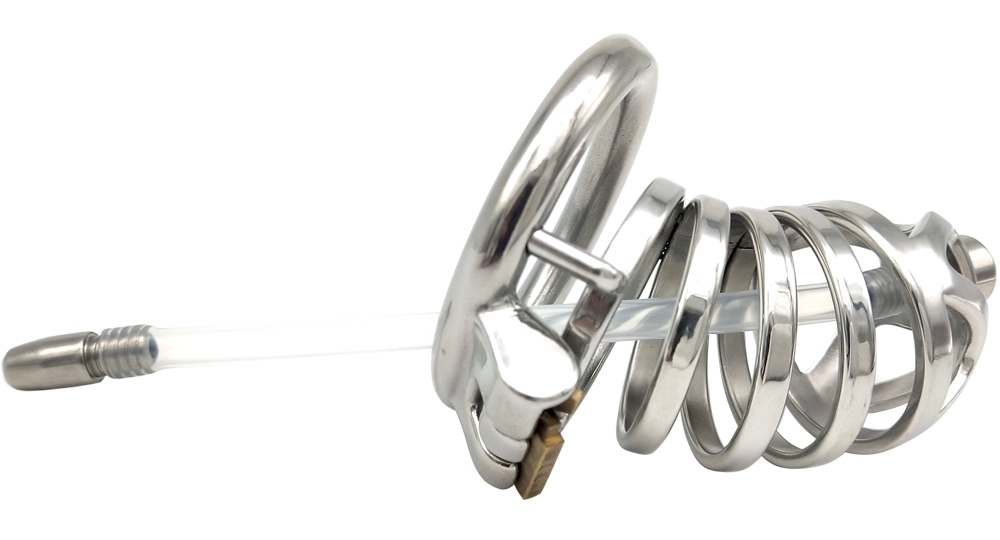 Total high: 70mm &n... FAAK - Chastity Cage 12 w Catheter 45mm - Silver photo-8