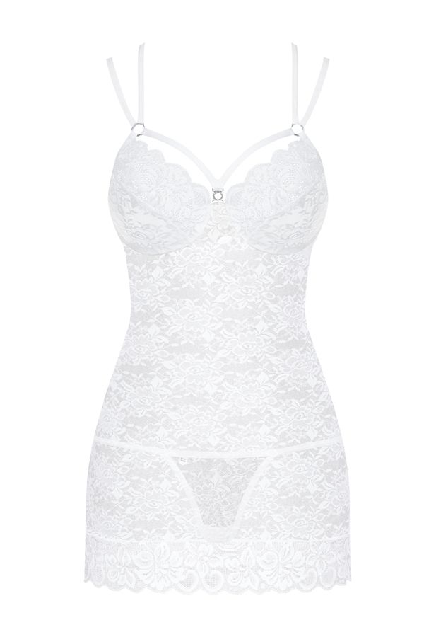 You’re dreaming of a really fabulous chemise? Your dream wil... Obsessive - 860-CHE-2 Chemise & Thong - White - S/M photo-7